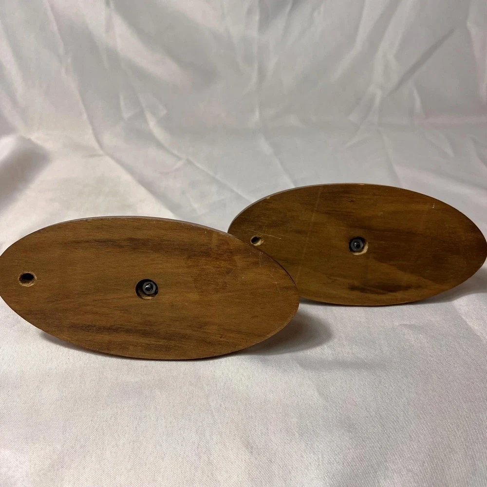 VTG Wood Wall Candle Sconces Pair Colonial Turned Wood Candle Holders American